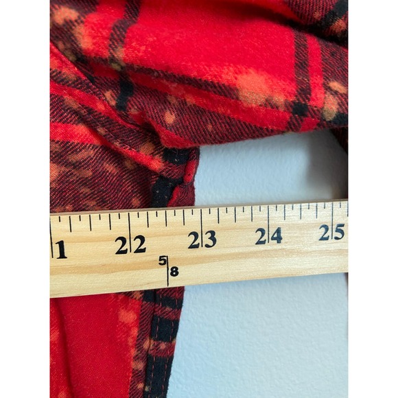 Angry Minnow Vintage Bleached Flannel Shirt Red Plaid Retro Santa Patch Large - Picture 6 of 8